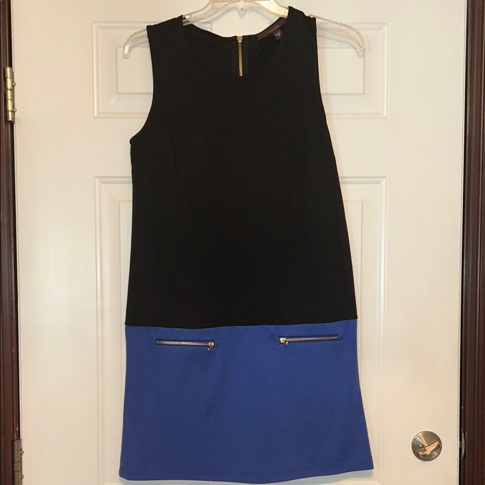 Fever Tank Color-Block Y2K Dress M Sheath Zip Pockets Casual Career Workwear